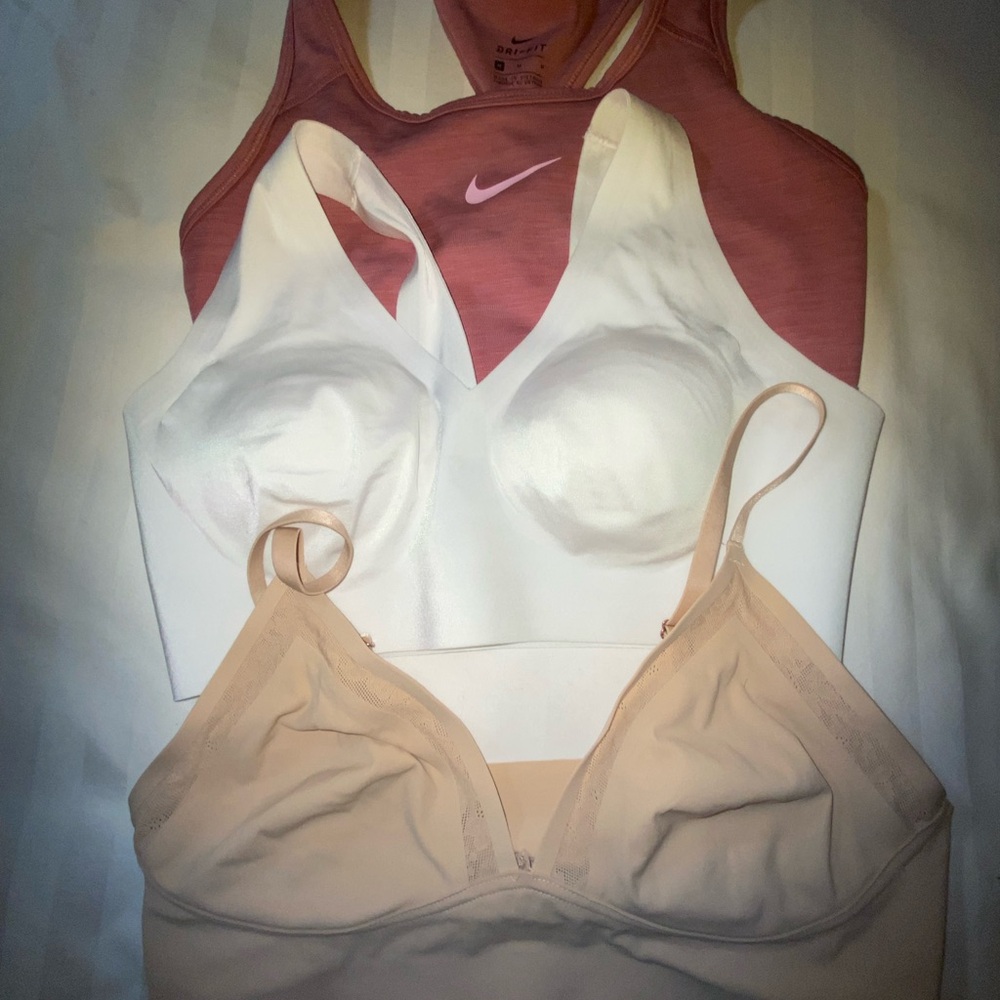 Sports Bras Set - White, Pink, and Tan medium